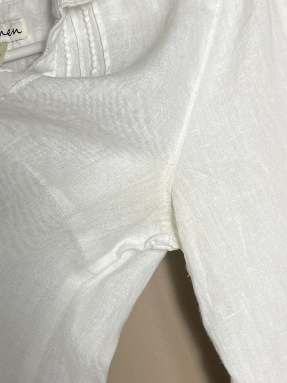 Malvin Linen Shirt White Button Tunic Texture Cottagecore Coastal Beach Luxury S - Picture 7 of 12